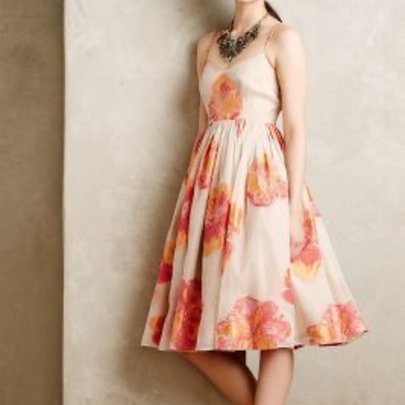 Anthropologie Tracy Reese Blazing Hibiscus Dress - Picture 1 of 3